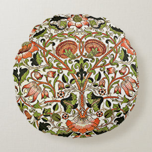 William Morris Lodden Blumen Laubwerk Grün Pink Rundes Kissen