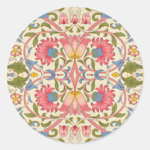 William Morris Lodden Blumengestaltung Pastell Runder Aufkleber