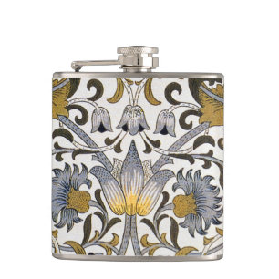 William Morris Lodden Blumenmuster: Blau Gold Flachmann