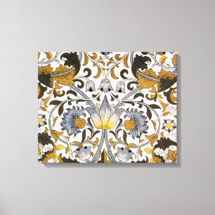 William Morris Lodden Blumenmuster: Blau Gold Leinwanddruck