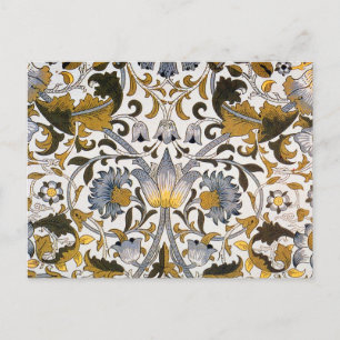 William Morris Lodden Blumenmuster: Blau Gold  Postkarte