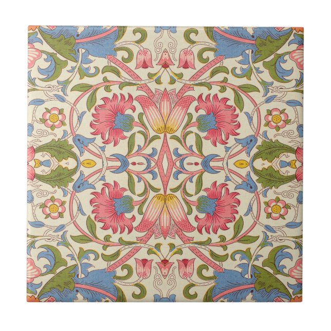 William Morris Lodden Blumenmuster Pastell  Fliese (Vorderseite)