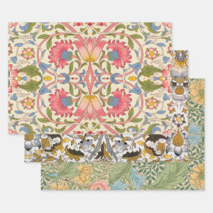William Morris Lodden Blumenmuster Pastell  Geschenkpapier Set
