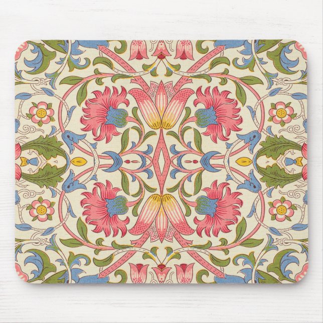 William Morris Lodden Blumenmuster Pastell  Mousepad (Vorne)