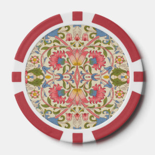 William Morris Lodden Blumenmuster Pastell  Pokerchips
