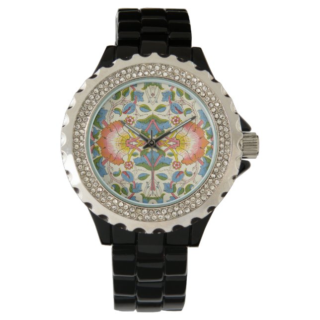 William Morris Loddon Blossom Blumenmuster Armbanduhr (Vorderseite)