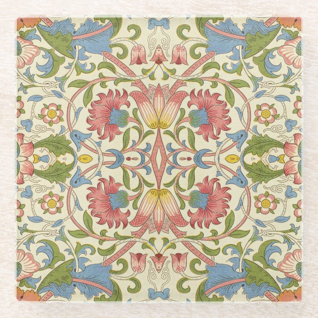 William Morris Loddon Blossom Blumenmuster Glasuntersetzer (Vorderseite)