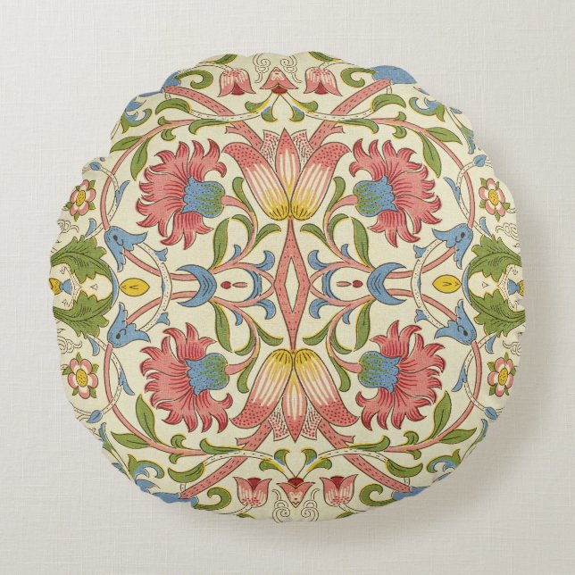 William Morris Loddon Blossom Blumenmuster Rundes Kissen (Vorderseite)