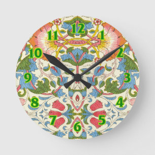 William Morris Loddon Blumengestaltungsmuster Runde Wanduhr