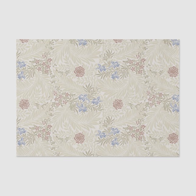 William Morris Lt Blue & Rust Larkspur Muster Seidenpapier (Vorderseite)