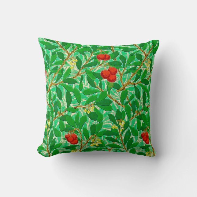 William Morris Lychee Tree Pattern, Light Green Kissen (Vorderseite)