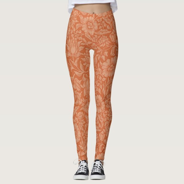 William Morris Mallow Floral Wallpaper Design Leggings (Vorderseite)