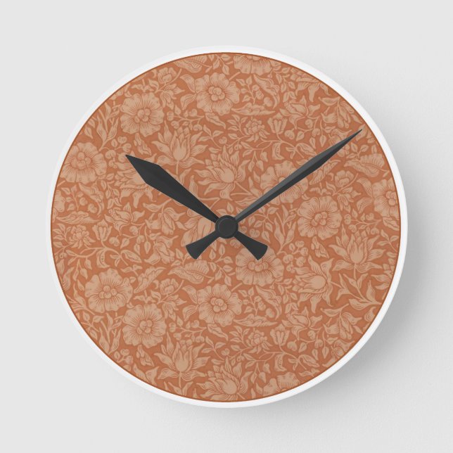 William Morris Mallow Floral Wallpaper Design Runde Wanduhr (Vorderseite)