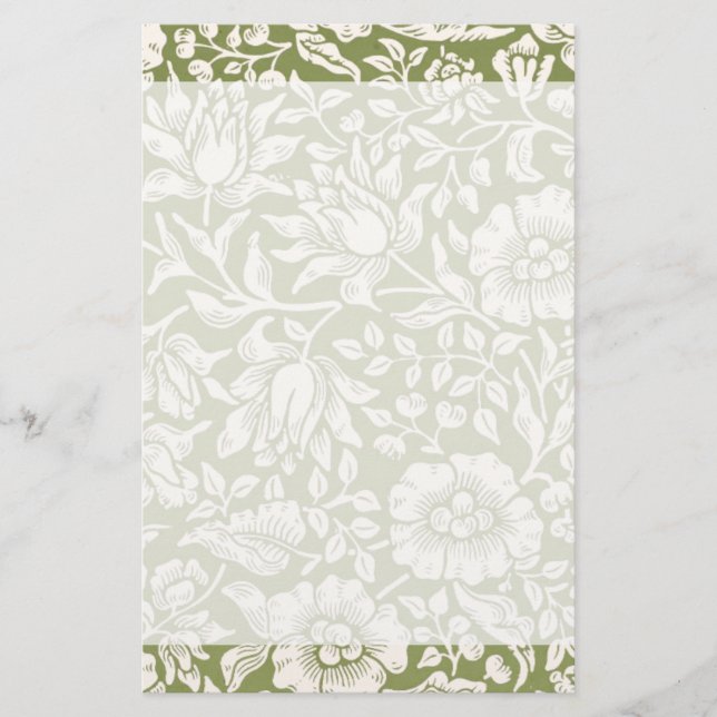 William Morris-Malven-Grün-Muster Briefpapier (Vorderseite)