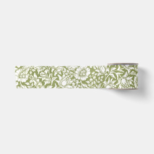 William Morris-Malven-Grün-Muster Satinband