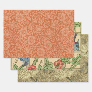 William Morris Malvenmuster: Terrakotta-Blüten Geschenkpapier Set