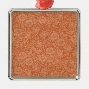 William Morris Malvenmuster: Terrakotta-Blüten Silbernes Ornament