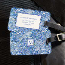 William Morris Marigold Blue Monogram