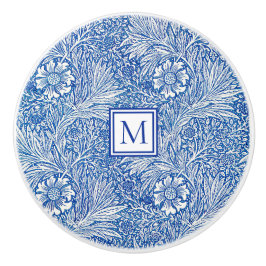 William Morris Marigold Blue Monogram Keramikknauf