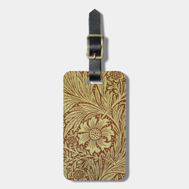 William Morris Marigold Blume Pattern Gepäckanhänger (Vorderseite vertikal)