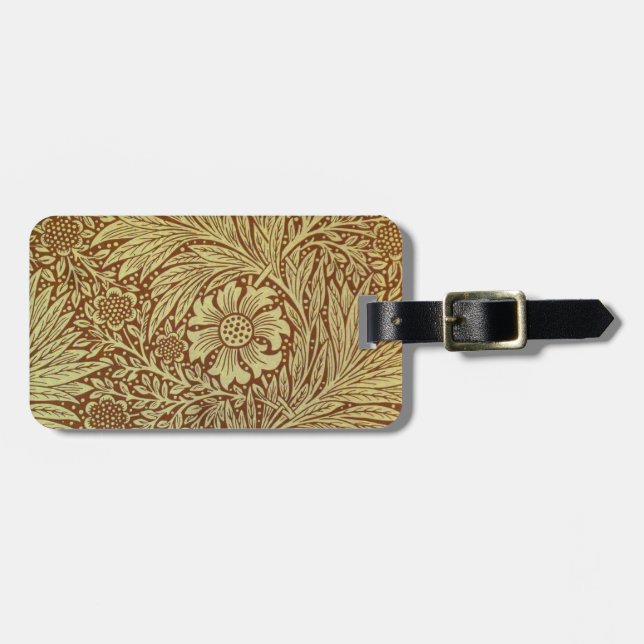 William Morris Marigold Blume Pattern Gepäckanhänger (Vorderseite horizontal)