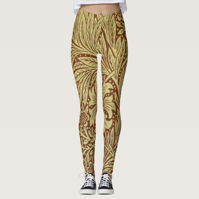 William Morris Marigold Blume Pattern Leggings (Vorderseite)
