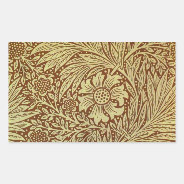 William Morris Marigold Blume Pattern Rechteckiger Aufkleber (Vorderseite)