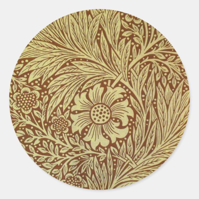 William Morris Marigold Blume Pattern Runder Aufkleber (Vorderseite)
