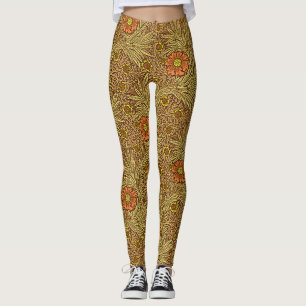 William Morris Marigold, Copper Brown und Orange Leggings