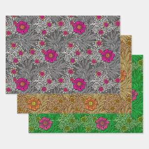 William Morris Marigold, Green, Brown & Gray Geschenkpapier Set