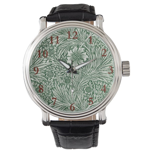 William morris marigold grüne Blume Armbanduhr (Vorderseite)
