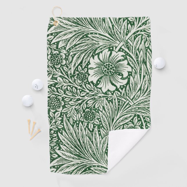 William morris marigold grüne Blume Golfhandtuch (Insitu)