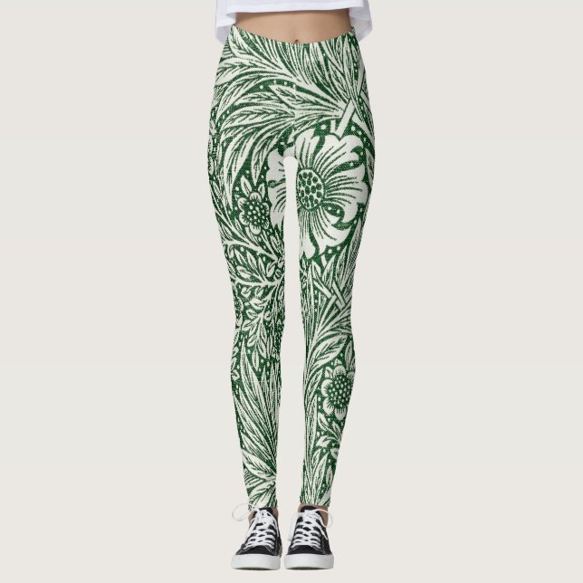 William morris marigold grüne Blume Leggings (Vorderseite)