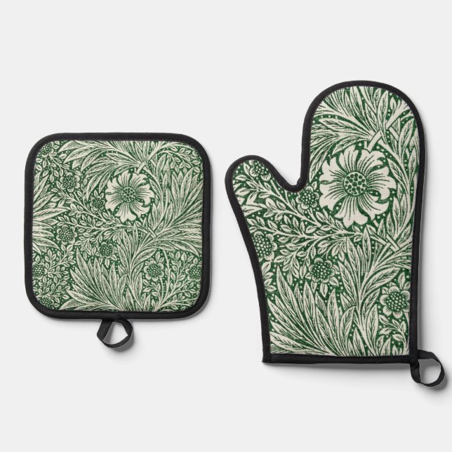William morris marigold grüne Blume Ofenhandschuh & Topflappen-Set (Vorderseite)
