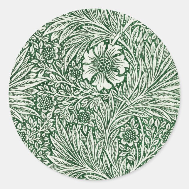 William morris marigold grüne Blume Runder Aufkleber (Vorderseite)