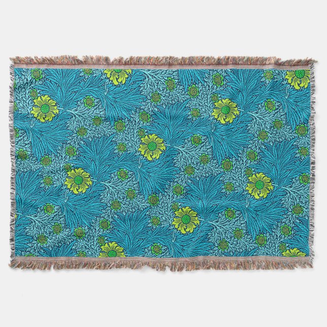 William Morris Marigold, Türkis & Cobalt Blue Decke (Vorderseite)