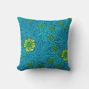 William Morris Marigold, Türkis & Cobalt Blue Kissen