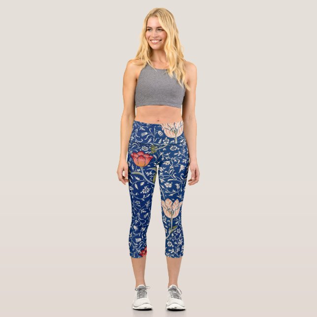 William Morris Medway Blue Floral  Capri Leggings (Vorderseite)