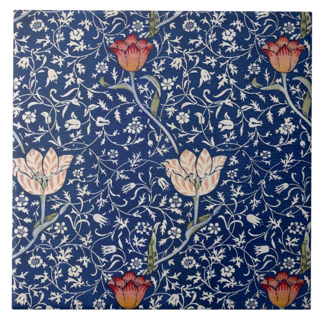 William Morris Medway Blue Floral Fliese (Vorderseite)
