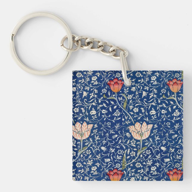 William Morris Medway Blue Floral Schlüsselanhänger (Vorderseite)