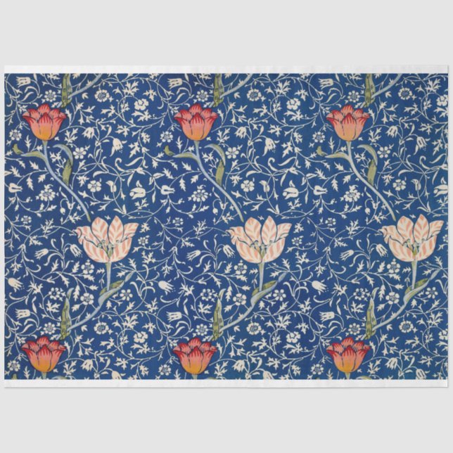 William Morris Medway Blue Floral Seidenpapier (Vorderseite)