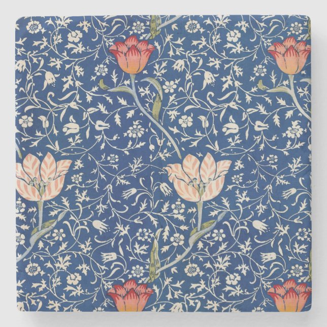 William Morris Medway Blue Floral Steinuntersetzer (Vorderseite)