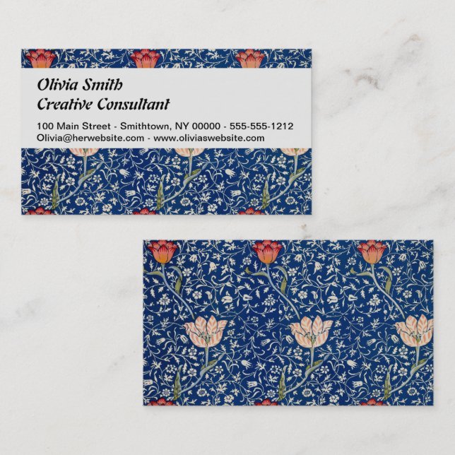 William Morris Medway Blue Floral Visitenkarte (Vorne/Hinten)