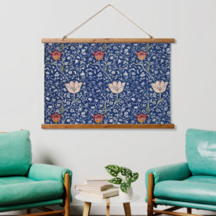 William Morris Medway Blue Floral Wandteppich Mit Holzrahmen