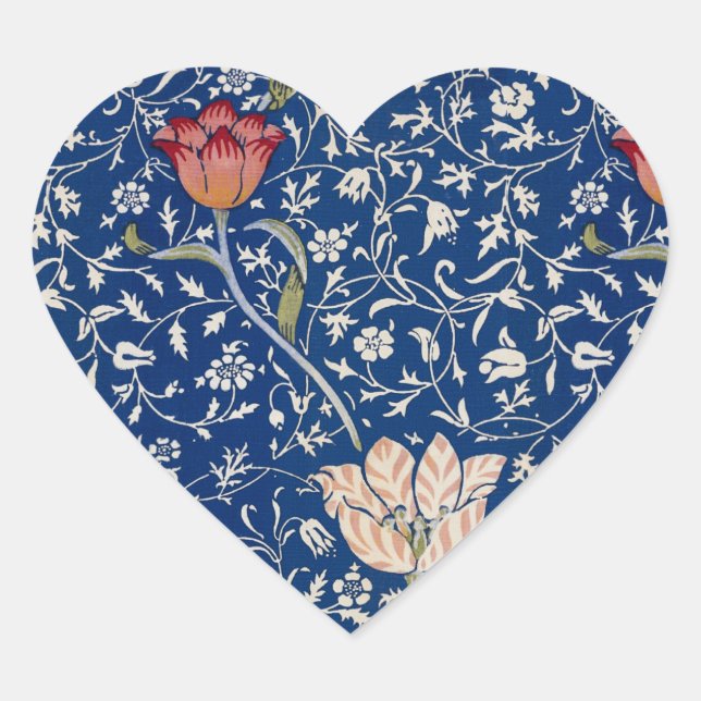 William Morris Medway Pattern Herz-Aufkleber (Vorderseite)