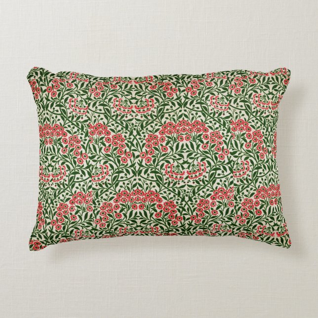 William Morris Michaelmas Daisy Blume Pink Green Dekokissen (Vorderseite)