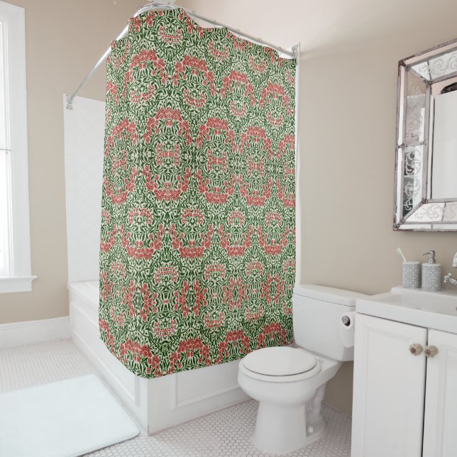 William Morris Michaelmas Daisy Blume Pink Green Duschvorhang (Beispiel)