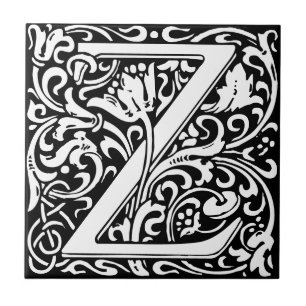 William Morris Mit Monogramm Letter Z Fliese