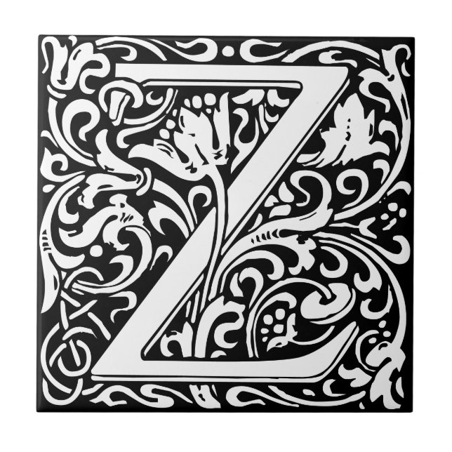William Morris Mit Monogramm Letter Z Fliese (Vorderseite)