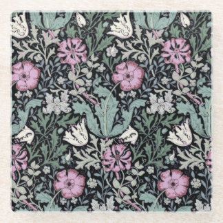 William Morris Mohn Botanical viktorianische Tapet Glasuntersetzer